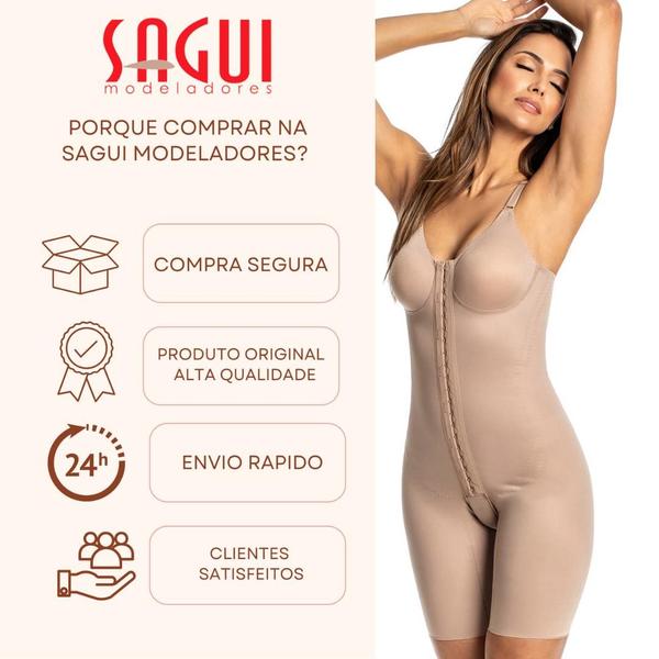 Imagem de Cinta modeladora yoga light pos cirurgico com pernas e abertura frontal - 5019sc