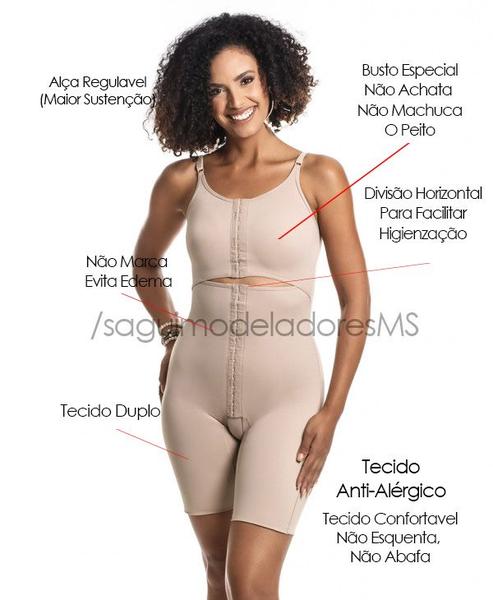 Imagem de Cinta modeladora yoga soft pos cirurgico com pernas e divisão frontal - 6019/6026