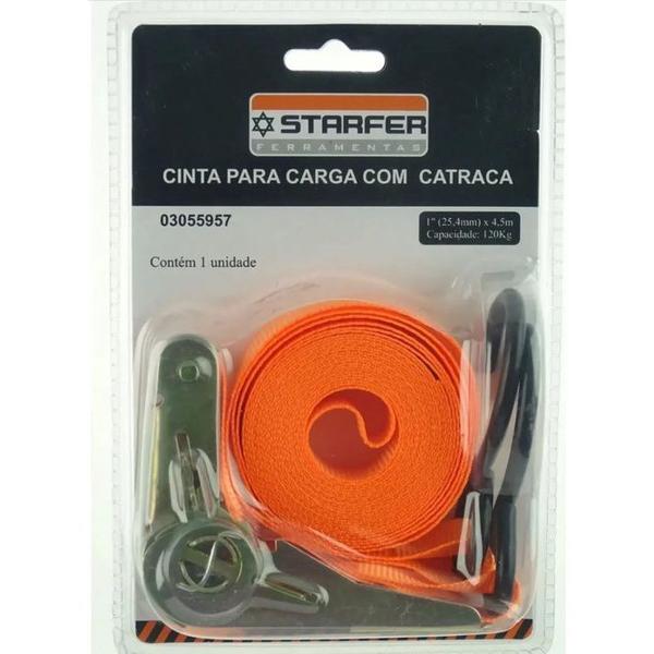 Cinta Para Amarrar E Prender Carga Com Catraca 4,5 Mt - Starfer - Starfer Ferramentas Imagem de Cinta Para Amarrar E Prender Carga Com Catraca 4,5 Mt - Starfer