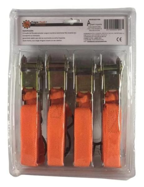 Imagem de Cinta Para Carga Catraca Kit 4 Pçs Profissional 25Mm X 4,5M