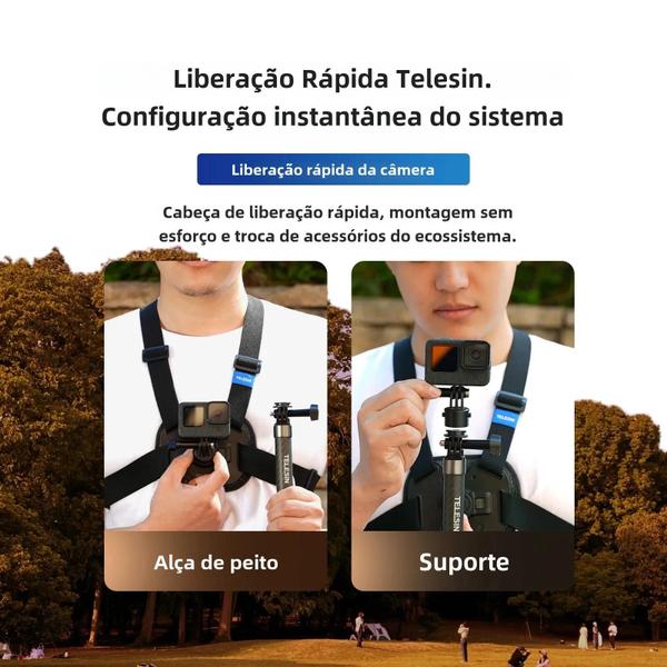 Cinta Peitoral para GoPro, Insta360 e DJI -Compatível com Hero 13, 12, 11, 10, 9, 8, 7, 6 e 5 Imagem de Cinta Peitoral para GoPro, Insta360 e DJI -Compatível com Hero 13, 12, 11, 10, 9, 8, 7, 6 e 5