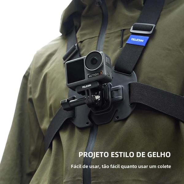 Cinta Peitoral para GoPro, Insta360 e DJI -Compatível com Hero 13, 12, 11, 10, 9, 8, 7, 6 e 5 Imagem de Cinta Peitoral para GoPro, Insta360 e DJI -Compatível com Hero 13, 12, 11, 10, 9, 8, 7, 6 e 5