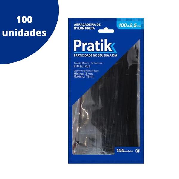 Imagem de Cinta Plástica Abraçadeira Pratik Nylon Diversos Tamanhos 100 unidades