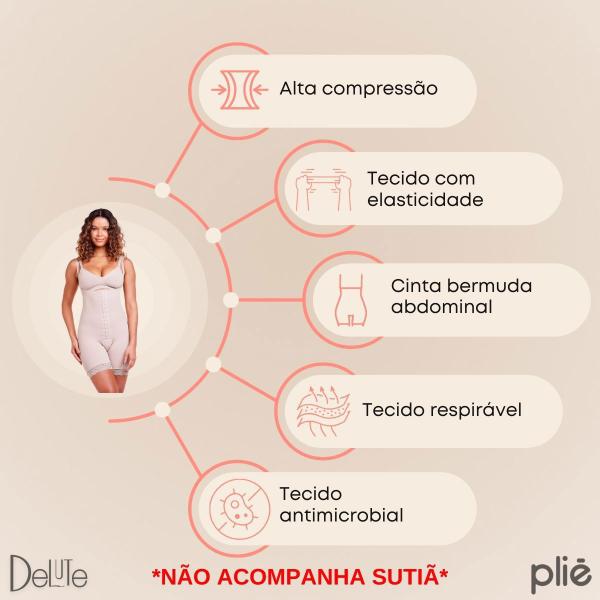 Cinta Pós Cirúrgica Bermuda Abdominal Emana Plié de Alta Compressão Feminina Modeladora Estética Imagem de Cinta Pós Cirúrgica Bermuda Abdominal Emana Plié de Alta Compressão Feminina Modeladora Estética
