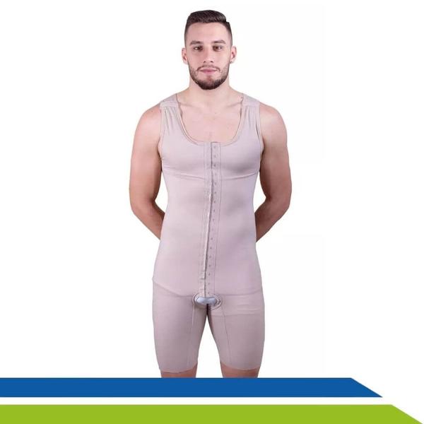 Imagem de Cinta pós cirúrgica masculina completa new form com colchetes pernas 60409