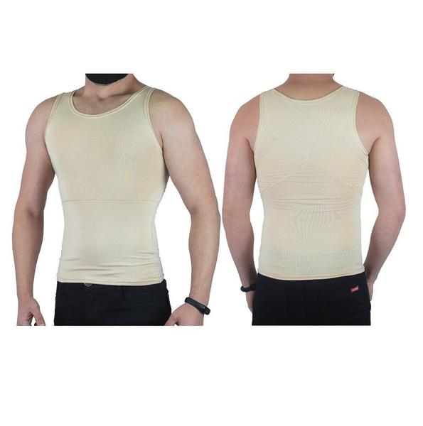 Imagem de Cinta Regata Camisa Masculina Modela Cintura Reduz Medida Esconde Barriga Alta Compressão Abdômen Alívio Dores lombares VCC