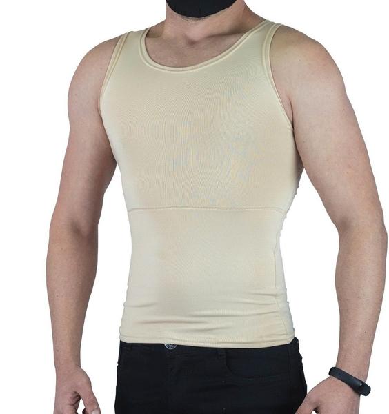 Imagem de Cinta Regata Camisa Masculina Modela Cintura Reduz Medida Esconde Barriga Alta Compressão do Abdômen Alívio Dores lombares Correção Postura VCC