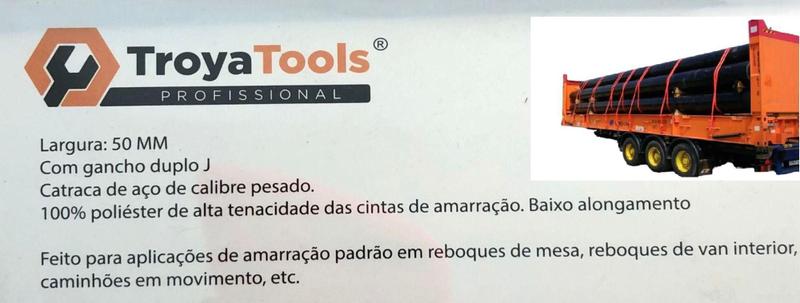 Imagem de Cintas Catraca Carga 5 Ton 50mm 10metro Caminhão Amarração - TROYA TOOLS