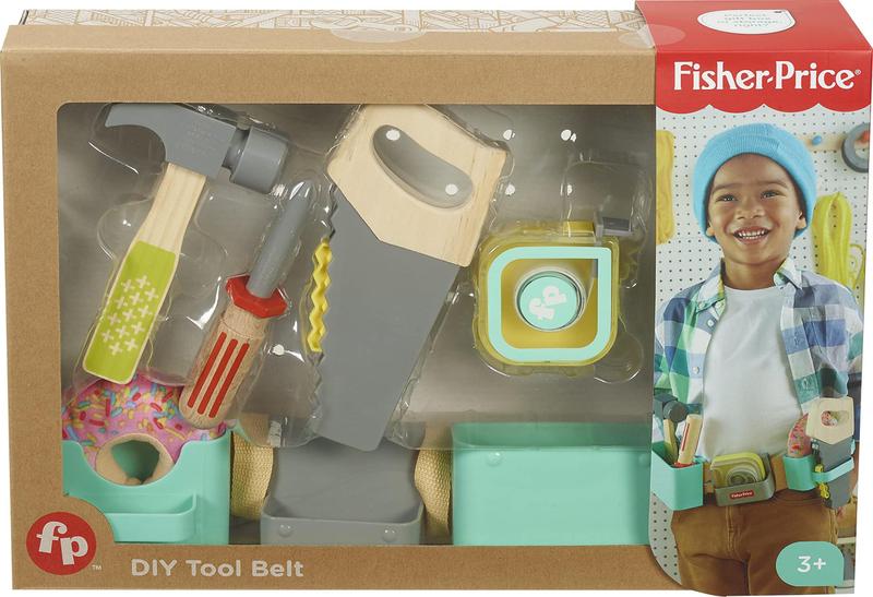 Imagem de Cinto de ferramentas Fisher-Price DIY para crianças de 3 anos ou mais com ferramentas falsas