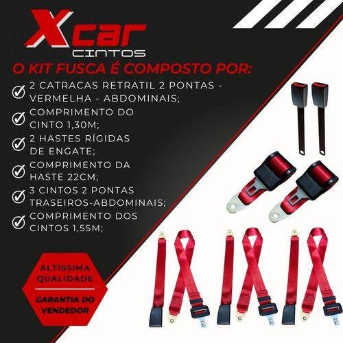 Imagem de Cinto De Segurança Retrátil Kit Completo Fusca Vermelho