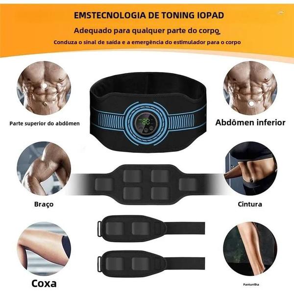 Imagem de Cinto Estimulador Muscular EMS Unissex - Abdômen, Braços e Pernas - Exercício em Casa e Escritório