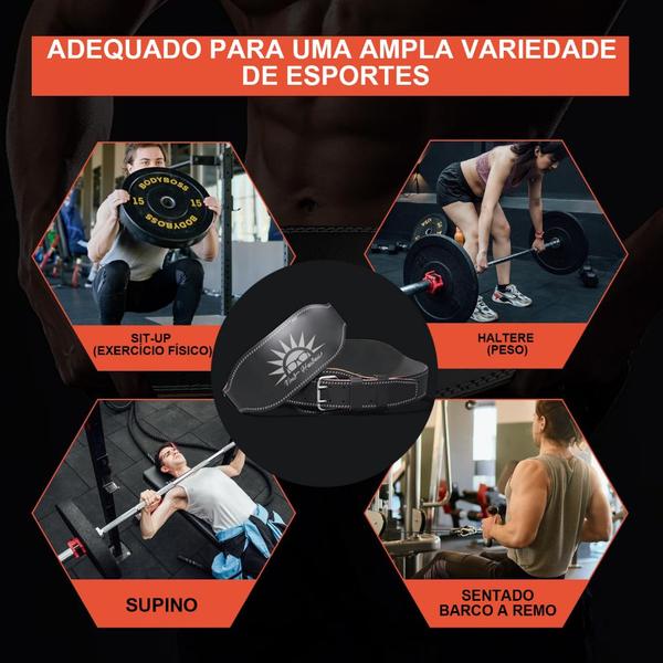 Imagem de Cinto Musculação Para Agachamento Cinturão De Couro Academia E Exercício Funcional Profissional Levantamento De Peso Fitness