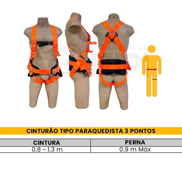 Imagem de Cinto Segurança Paraquedista 5 Argolas + Talabarte Y Com Abs