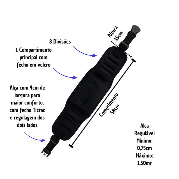 Imagem de Cinturão Para Ferramentas De Carpinteiro Pedreiro Eletricista Cinto 8 Divisões