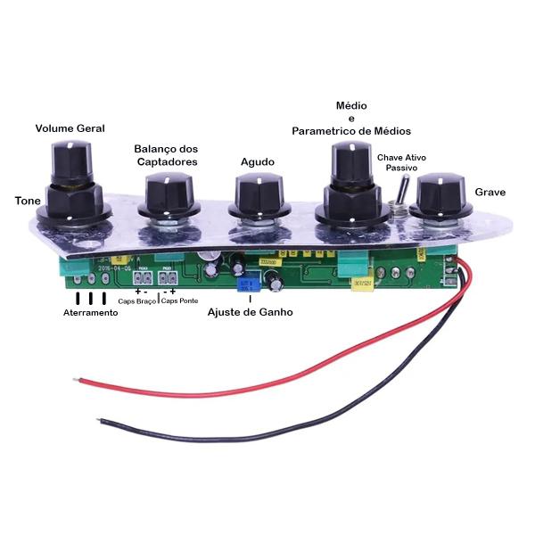 Imagem de Circuito Preamp Ativo Para Baixo Jazz Bass Completo