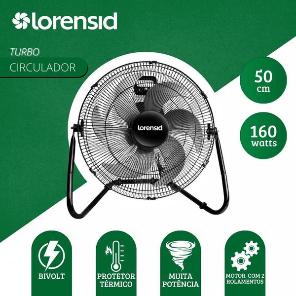 Imagem de Circulado de Ar Ventilador de Piso Turbo 50cm Preto Bivolt