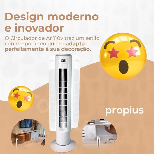 Imagem de Circulador De Ar 110v / 220v Ventilador Silêncio Silencioso De Coluna Torre Potente Oscilação Horizontal Quarto Sala