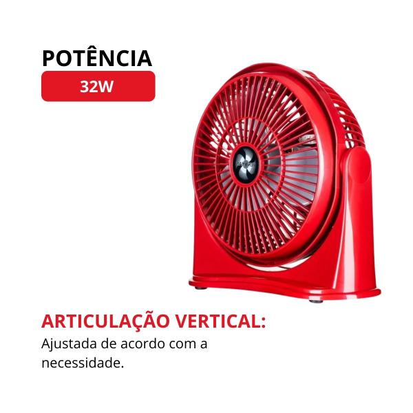 Imagem de Circulador de Ar 25cm Ventimais Vermelho e Prata 220V