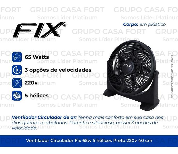 Imagem de Circulador De Ar Fix 45Cm 65W Ventilador Ângulo De 90º