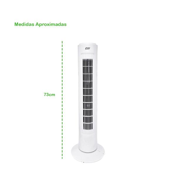 Imagem de Circulador De Ar Silencioso Ventilador Coluna Branco Torre 73cm 127v Potente Oscilação 3 Velocidades Verão Calor Ambientes Fresco