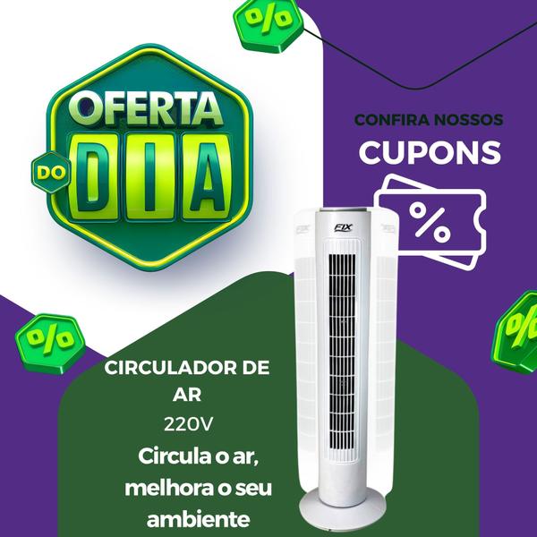 Imagem de Circulador de ar ventilador coluna silencioso moderno compacto portátil econômico 110v ou 220 FIX