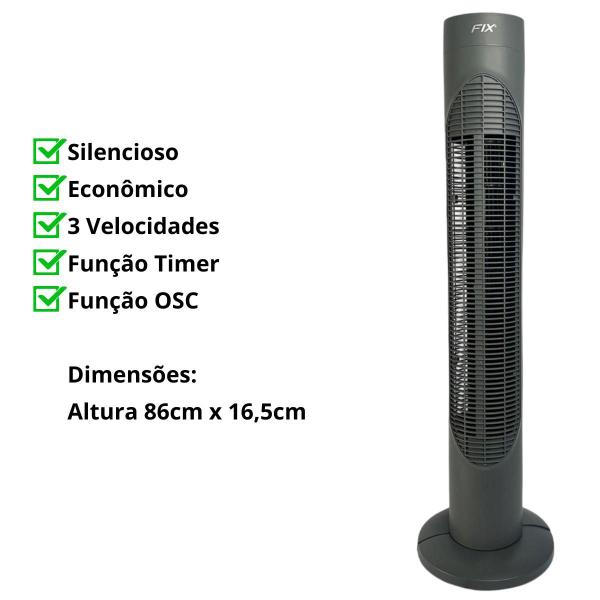 Imagem de Circulador De Ar Ventilador Torre Giratório Silencioso Slim