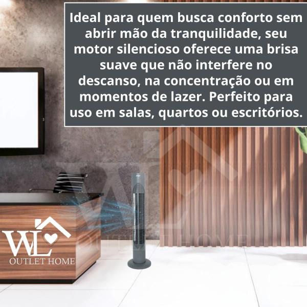 Imagem de Circulador de Ar Ventilador Vertical de Coluna Climatizador Torre 3 Níveis de Velocidade 127V - 220V