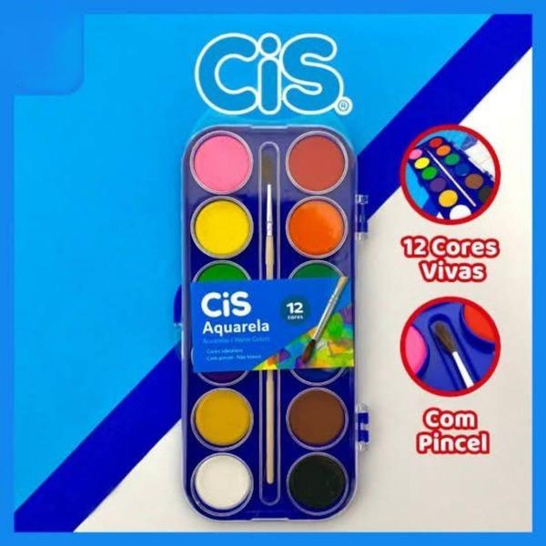 Cis aquarela estojo c/ 12 cores multicolor Imagem de Cis aquarela estojo c/ 12 cores multicolor