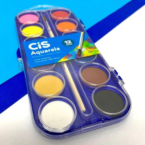 Cis aquarela estojo c/ 12 cores multicolor Imagem de Cis aquarela estojo c/ 12 cores multicolor