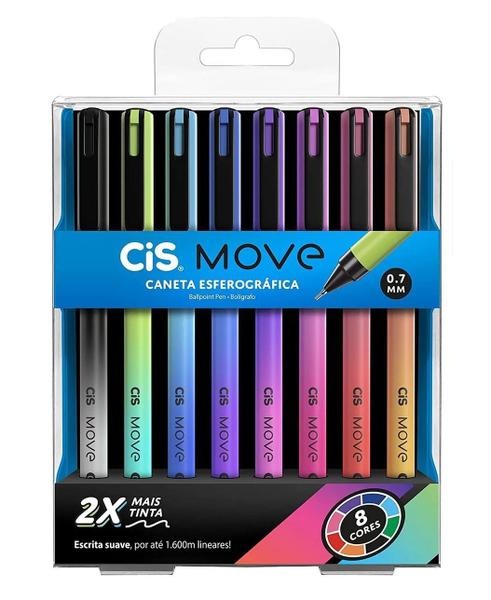 Imagem de Cis Move Caneta Esferográfica 0,7 Estojo c/8 Cores