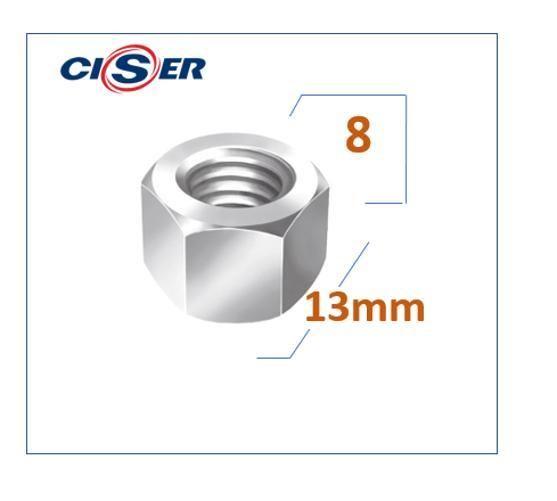 Imagem de Ciser Porca Sextavada Ma 8 Chv 13 Zb Cx Com 200Pçs