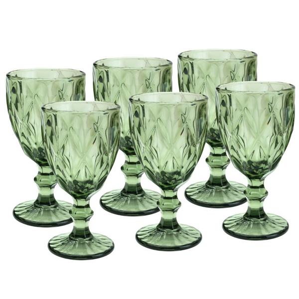 Imagem de Cj 06 Taças De Vidro Verde Diamond 325ml Lyor