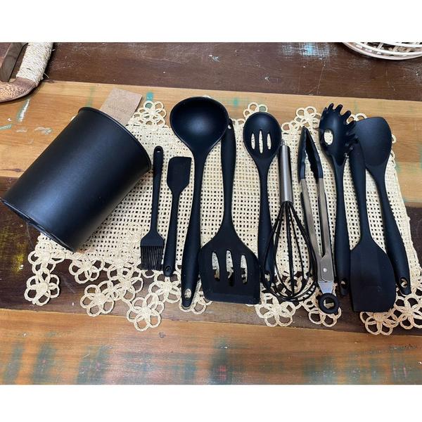 Imagem de Cj 10 Utensílios de Silicone P/ Cozinha Preto - Vencedor