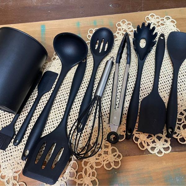 Imagem de Cj 10 Utensílios de Silicone P/ Cozinha Preto - Vencedor