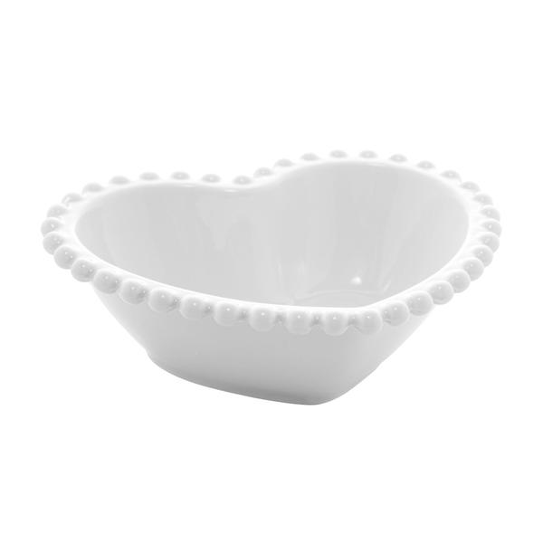 Imagem de Cj 2 Bowls Porcelana Coracao Beads Branco 15x13x5cm