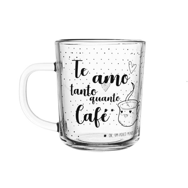 Imagem de Cj 2 Canecas De Vidro Frase Te Amo Tanto Quanto Café 220Ml