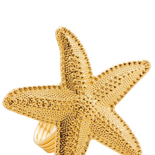 Imagem de Cj.4 Anéis P/Guardanapo Zinco Estrela do Mar Dourado 6 x 4cm - Bon Gourmet