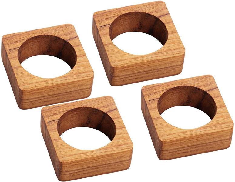 Imagem de Cj 4 aneis quadrados p/ guardanapos em madeira teca