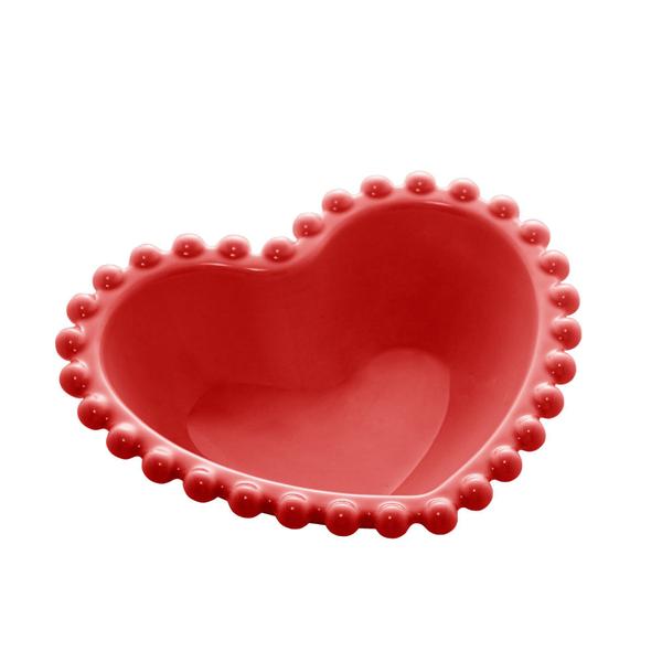 Imagem de Cj 4 Bowls Porcelana Coração Beads Vermelho 13x11x4cm Bon Gourmet