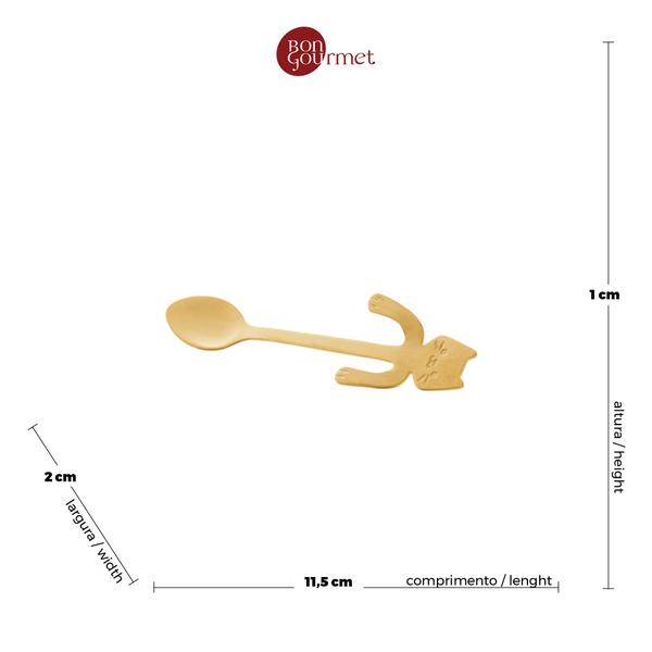 Imagem de Cj 4 Colheres Aço Inox P/Chá Cat Dourado