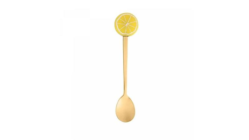 Imagem de Cj 4 colheres aco inox p/cha fruit dourado