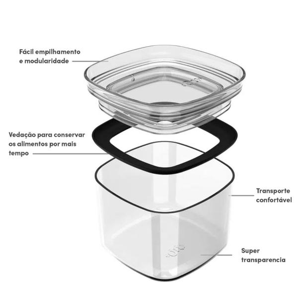 Imagem de Cj 5 Potes Herméticos Block Transparente - Ou