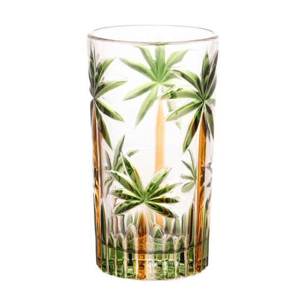 Imagem de Cj 6 Copos Altos de Vidro Palm Tree Handpaint 360ml Wolff