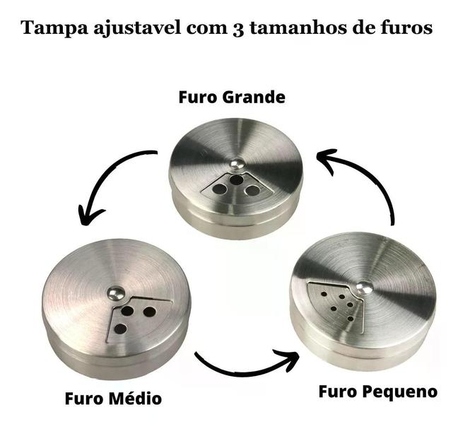 Imagem de CJ 6 PORTA CONDIMENTOS E TEMPEROS EM AÇO E VIDRO 100ml MEK