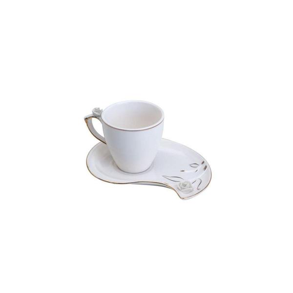 Imagem de CJ 6 XICARAS CAFE PORCELANA FLOWER DESIGN PLATE COLORIDO 90ml - WOLFF