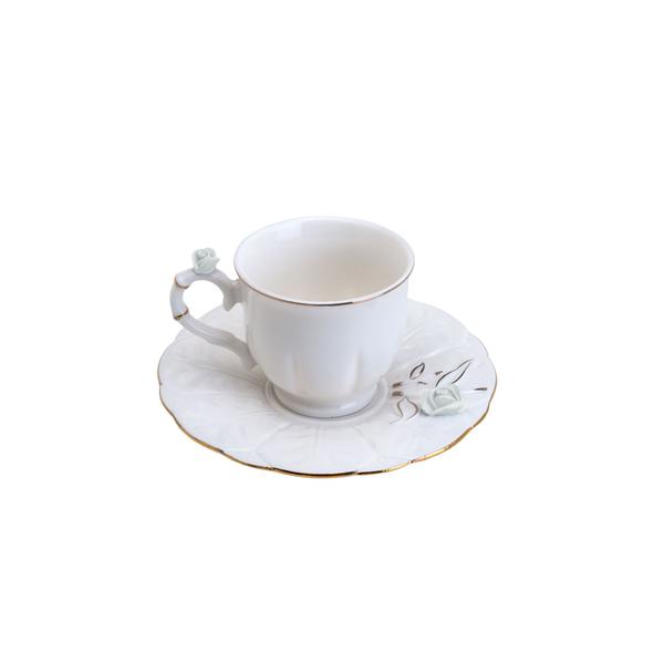 Imagem de CJ 6 XICARAS CAFE PORCELANA FLOWER ROUND PLATE COLORIDO 100ml