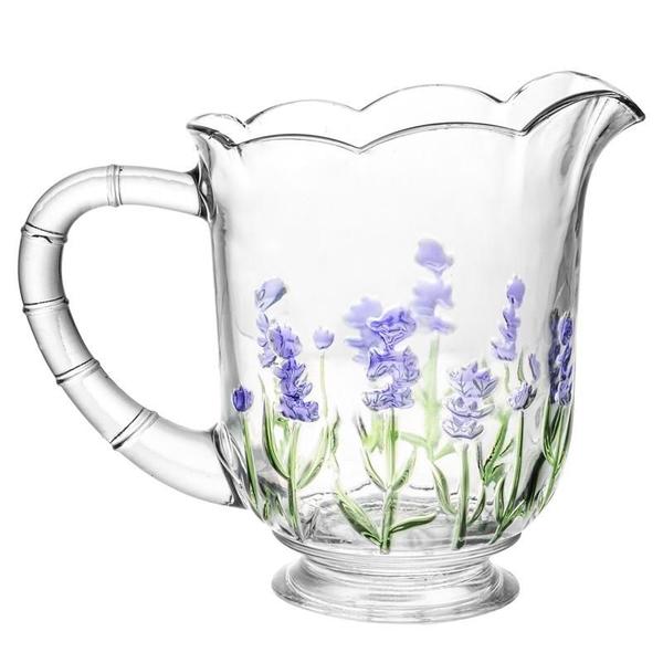 Imagem de Cj Lyor Jarra 6 Tçs Cristal Lavanda Hand Painting 1,3l/240ml