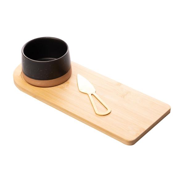 CJ Petisqueira com bandeja de bambu e faca dourada 30 cm - LYOR Imagem de CJ Petisqueira com bandeja de bambu e faca dourada 30 cm