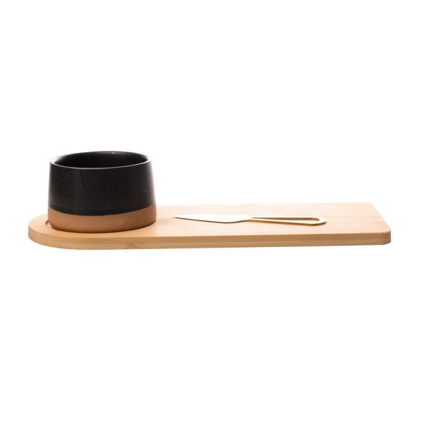 CJ Petisqueira com bandeja de bambu e faca dourada 30 cm - LYOR Imagem de CJ Petisqueira com bandeja de bambu e faca dourada 30 cm