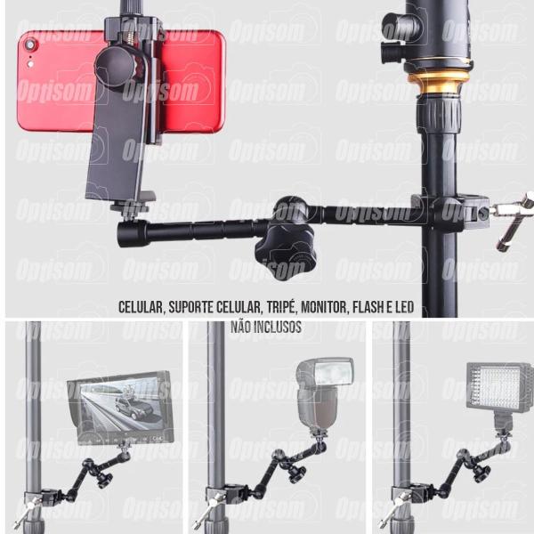 Clamp Garra Braçadeira Com Braço Articulado Magic Arm 11" Para Monitor Led Microfone - greika Imagem de Clamp Garra Braçadeira Com Braço Articulado Magic Arm 11" Para Monitor Led Microfone